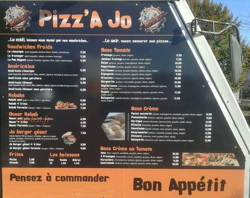 Pizz'a Jo — carte page 1