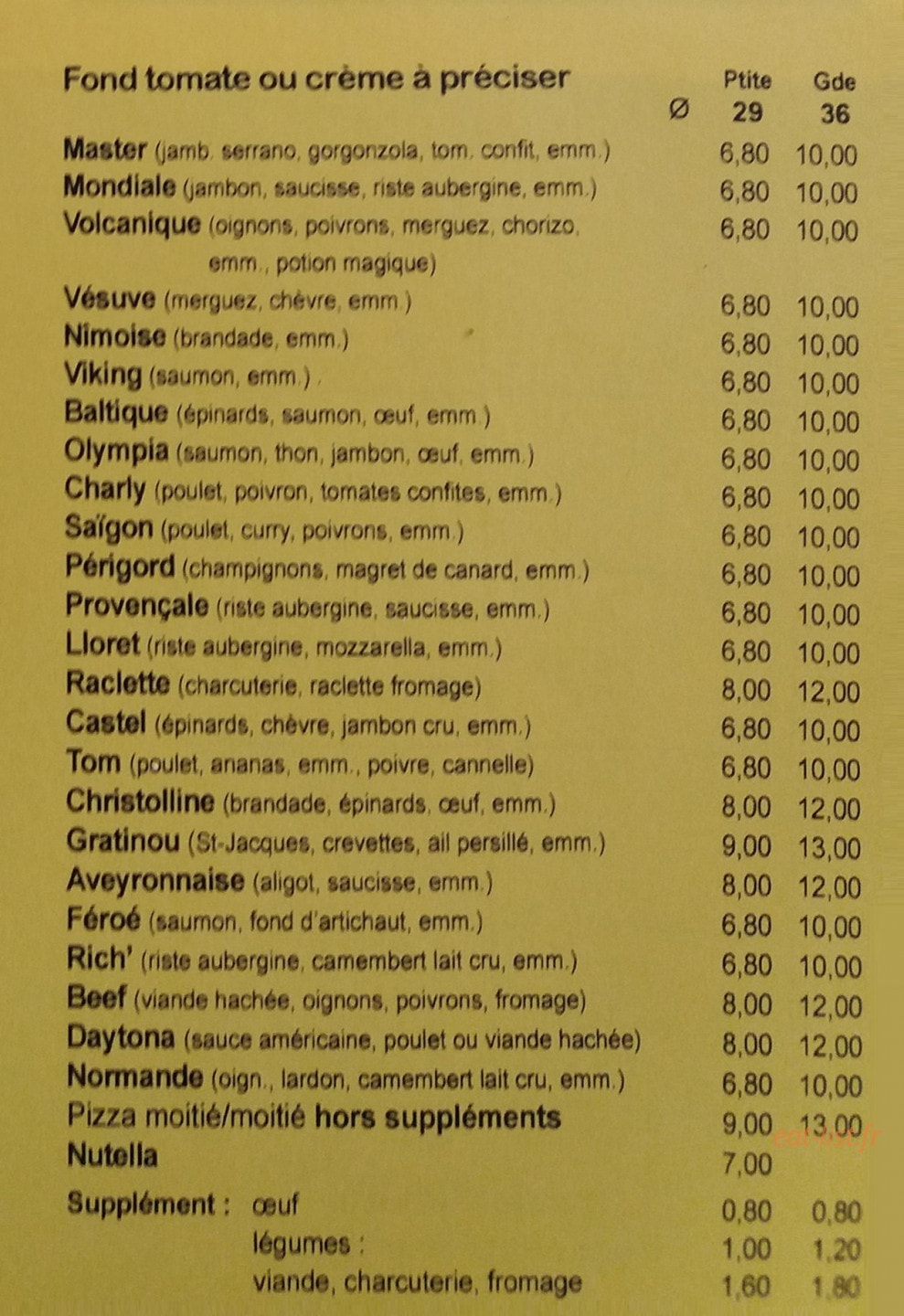 Pizza Gé — carte page 2