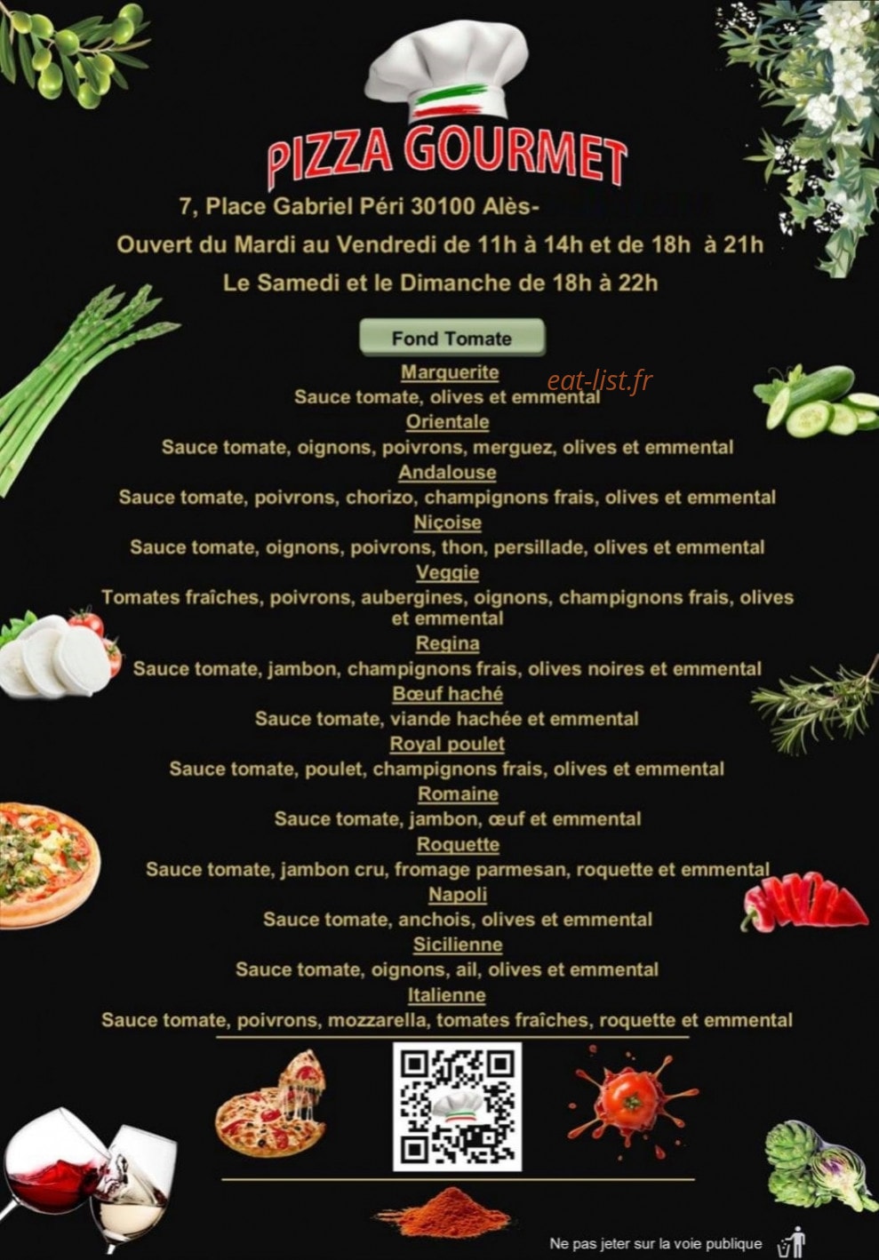 Pizza Gourmet — carte page 1