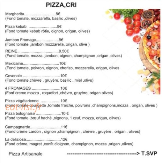 Pizza'cri — carte page 1