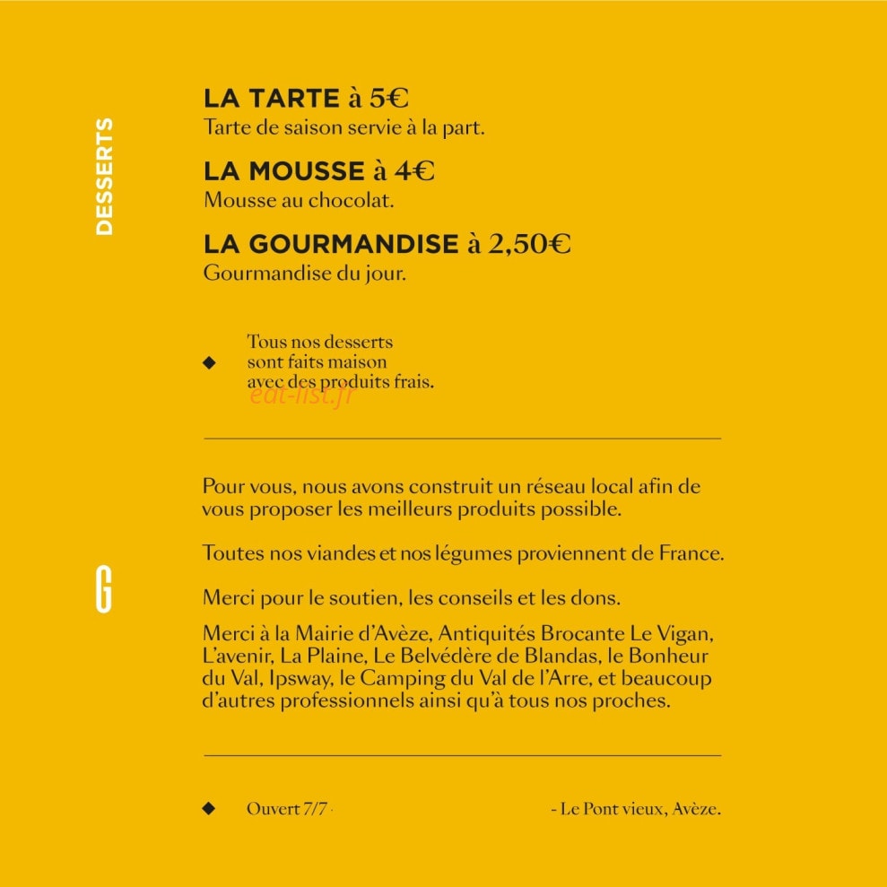 La Guinguette d'Avèze — carte page 3