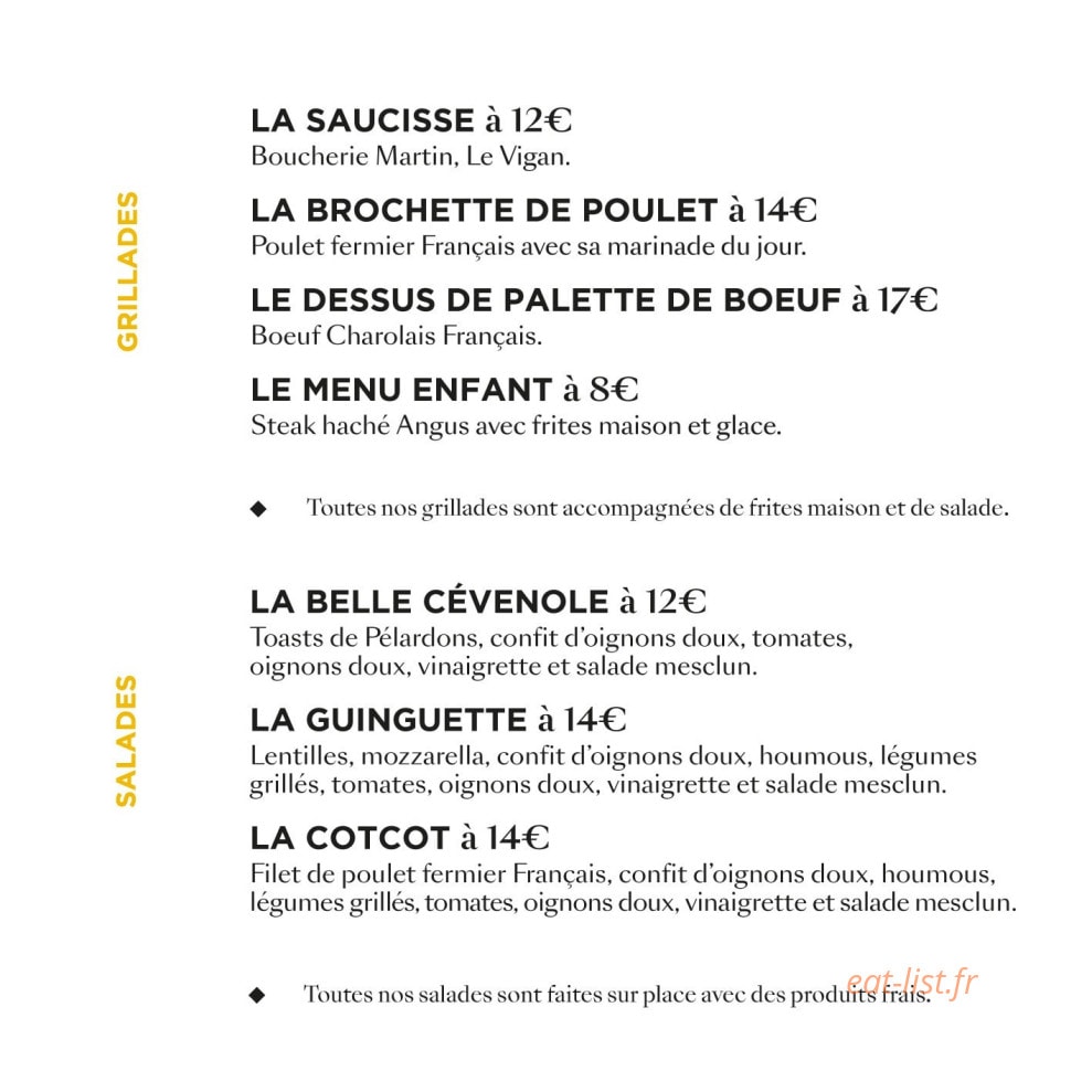 La Guinguette d'Avèze — carte page 1