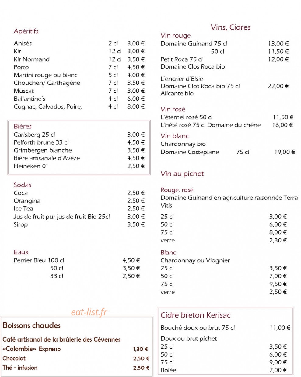 La Crêperie du Marché — carte page 2
