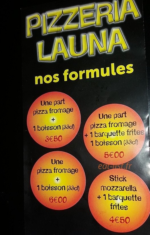 Pizza Launa — carte page 1