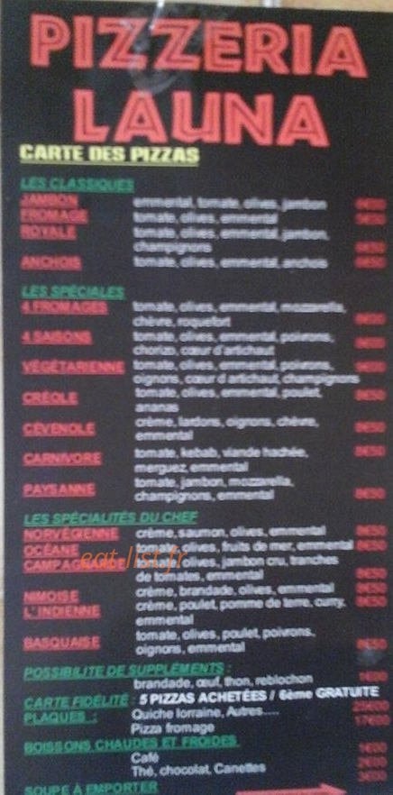 Pizza Launa — carte page 2