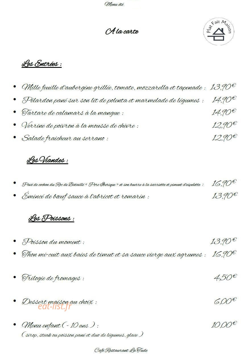 Café Restaurant La Tude — carte page 3