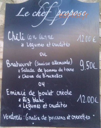 Bar de La Fontaine — carte page 1