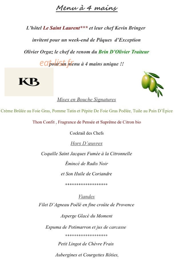 L'Art Des Sens — carte page 1