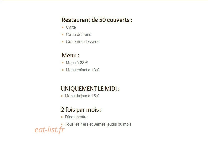 Restaurant La Genestière — carte page 1