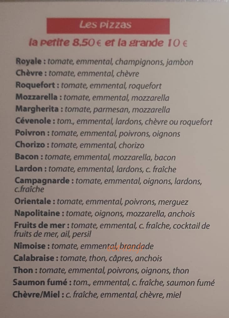 Chez Olive — carte page 1