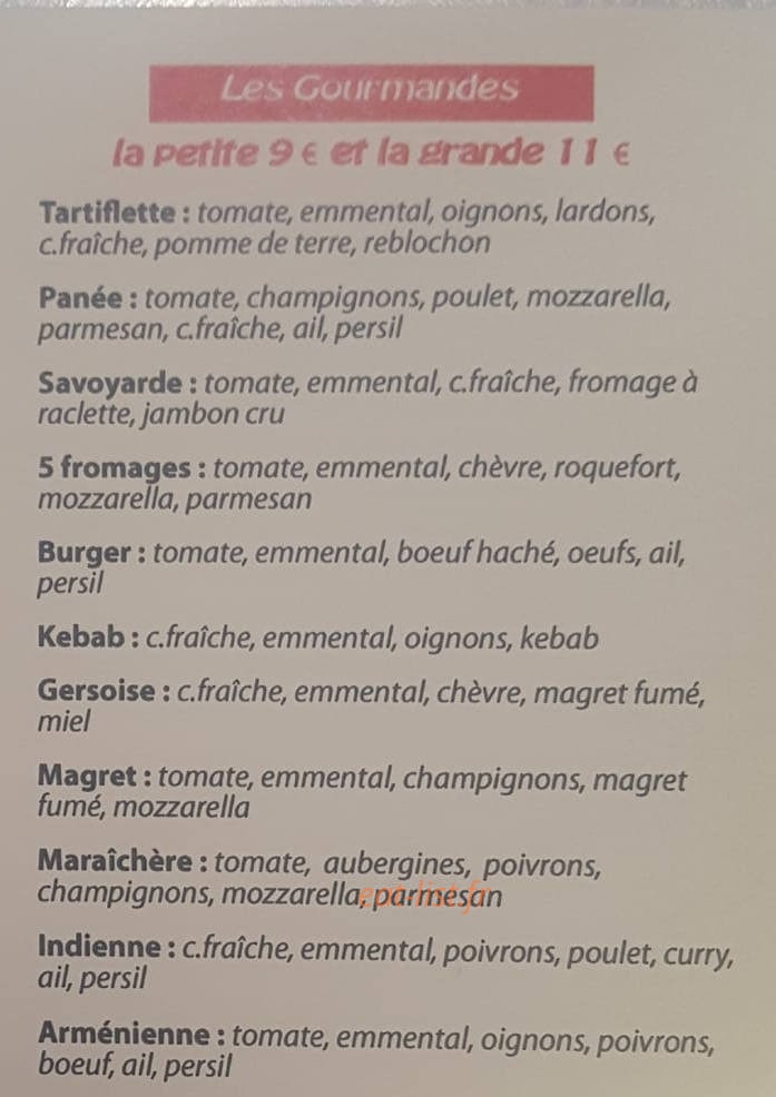 Chez Olive — carte page 2