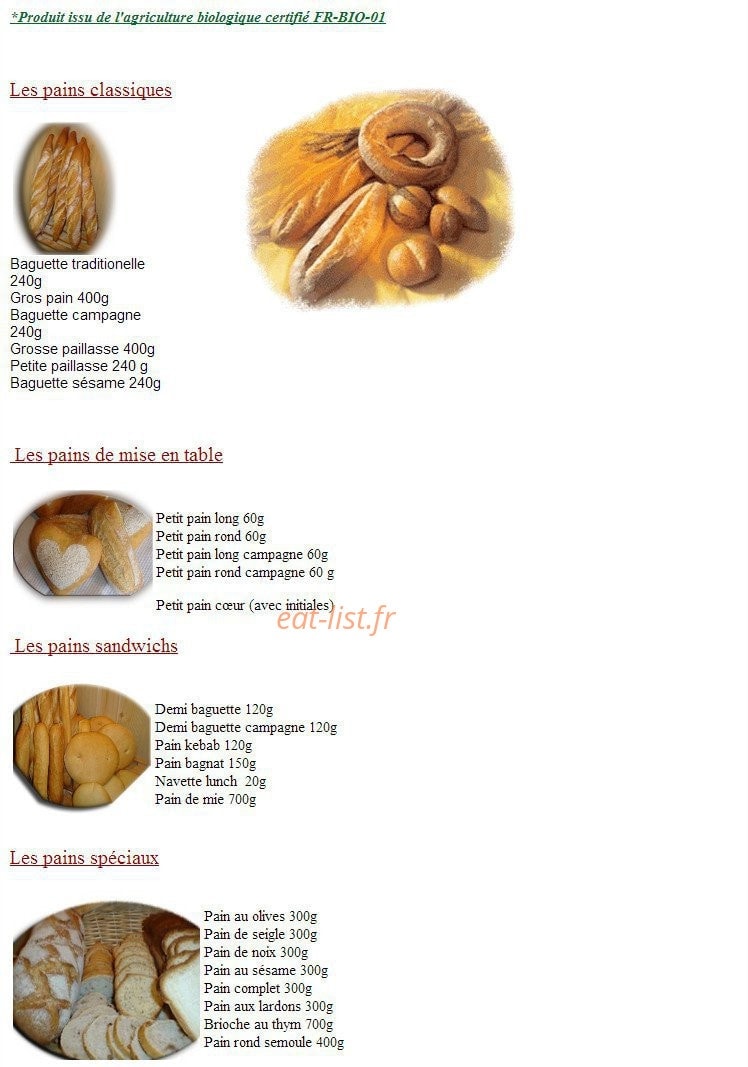 Au Fournil saint Esteve — carte page 1