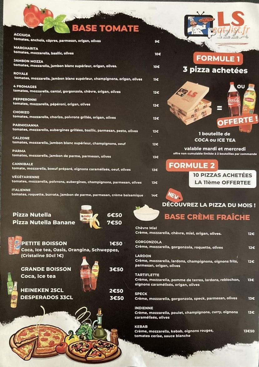 LS Pizza — carte page 1