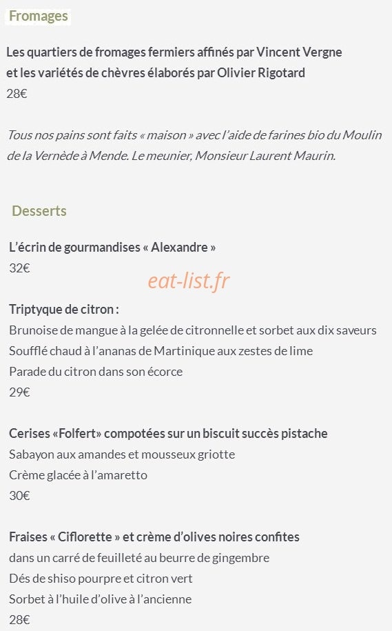 Michel Kayser Restaurant Alexandre — carte page 4
