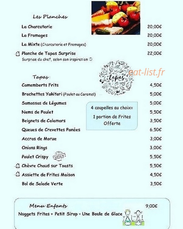 Atelier du Bistrot — carte page 1