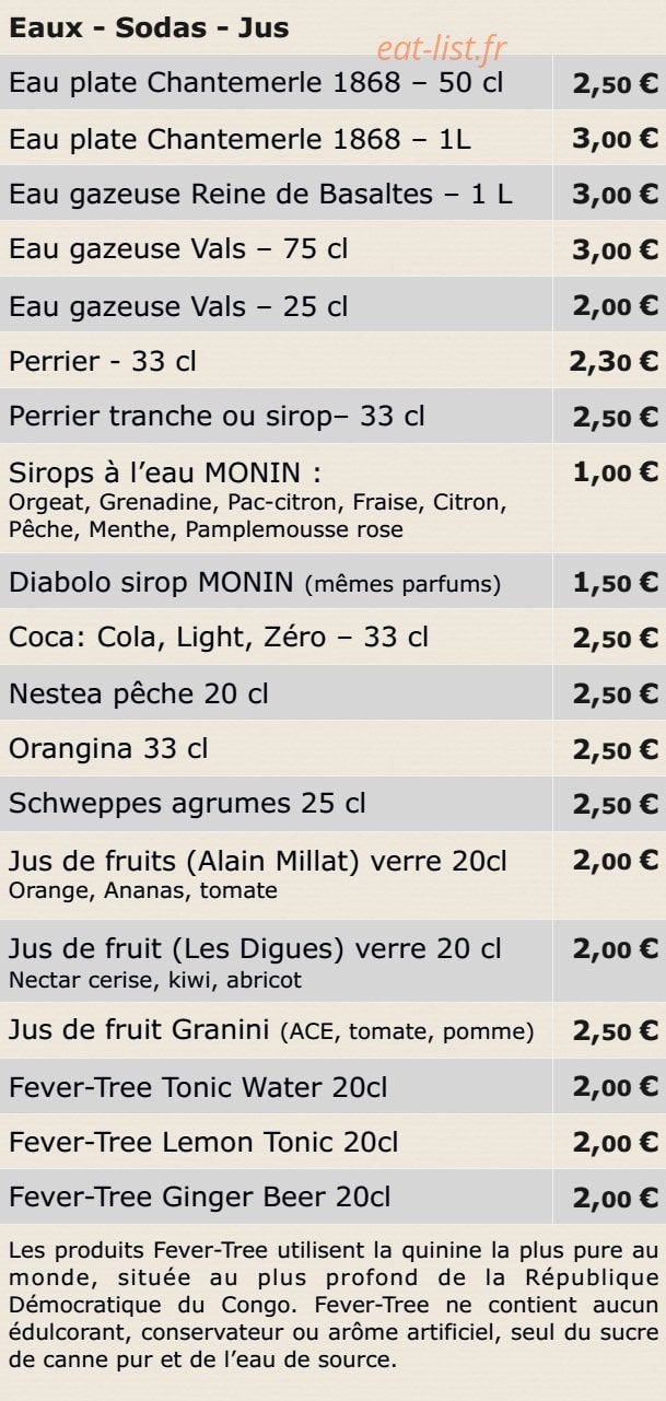 La Taverne aux épices — carte page 3