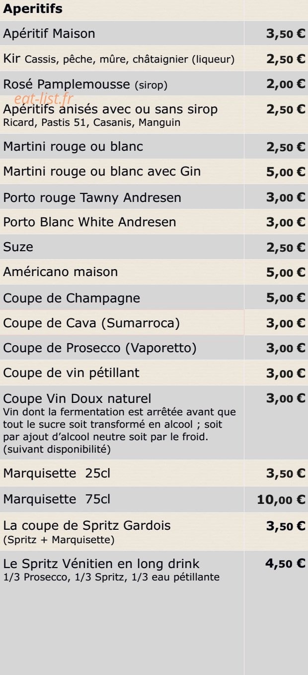 La Taverne aux épices — carte page 4