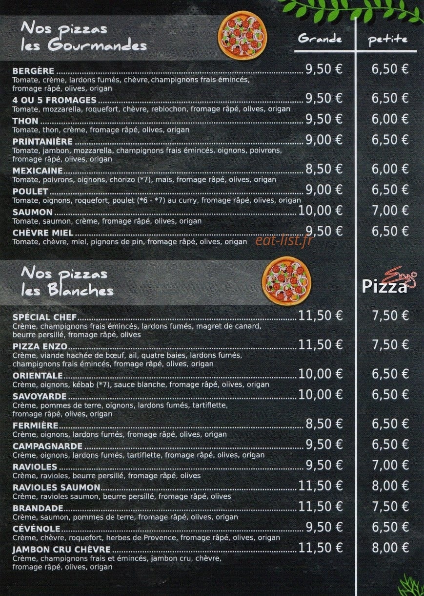 Pizza Enzo — carte page 2