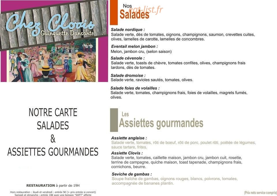 Chez Clovis — carte page 1