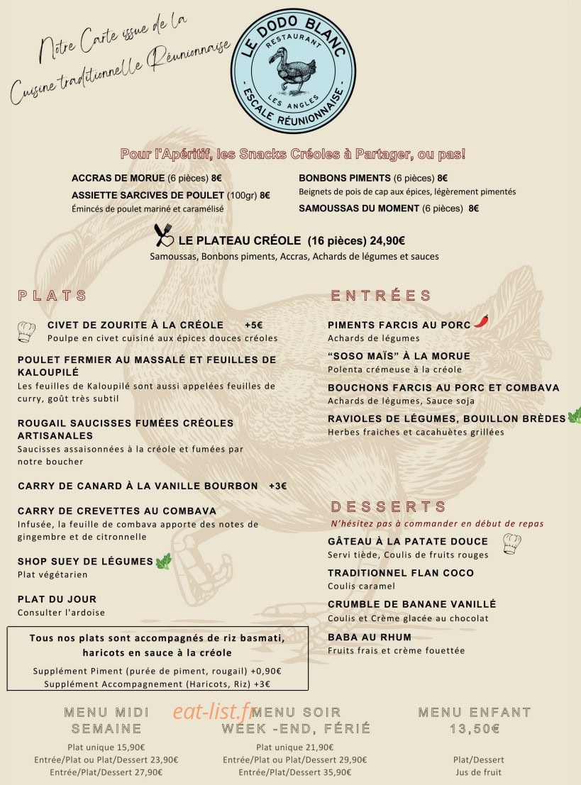 Le Dodo Blanc Avignon — carte page 2