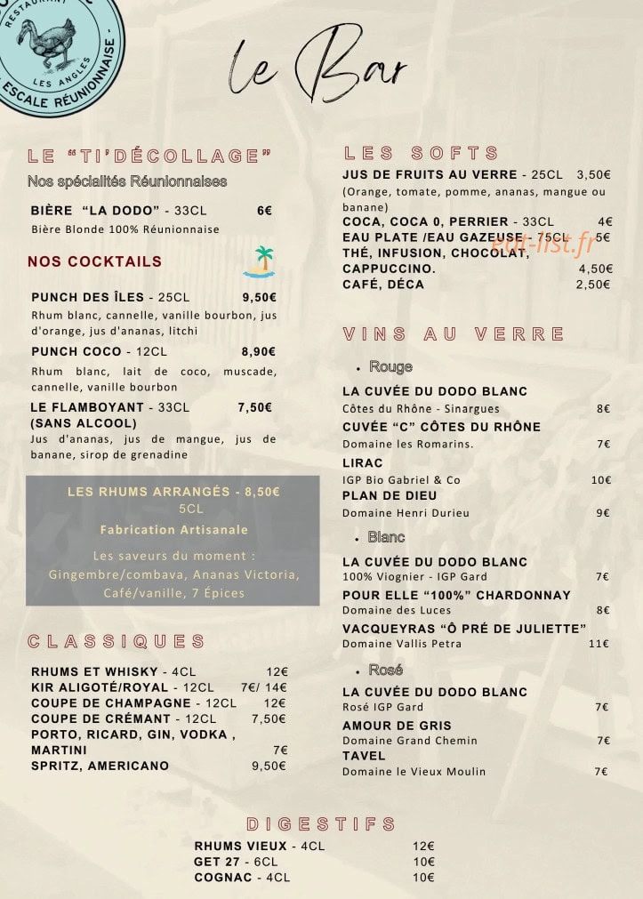 Le Dodo Blanc Avignon — carte page 4