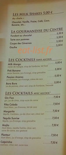 Brasserie Le Centre — carte page 2