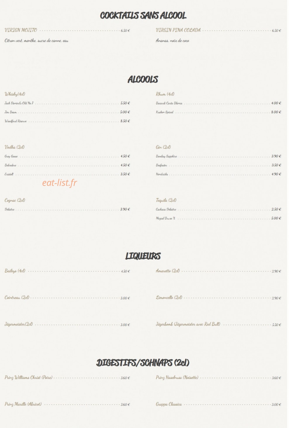 Cave Bourbon — carte page 2