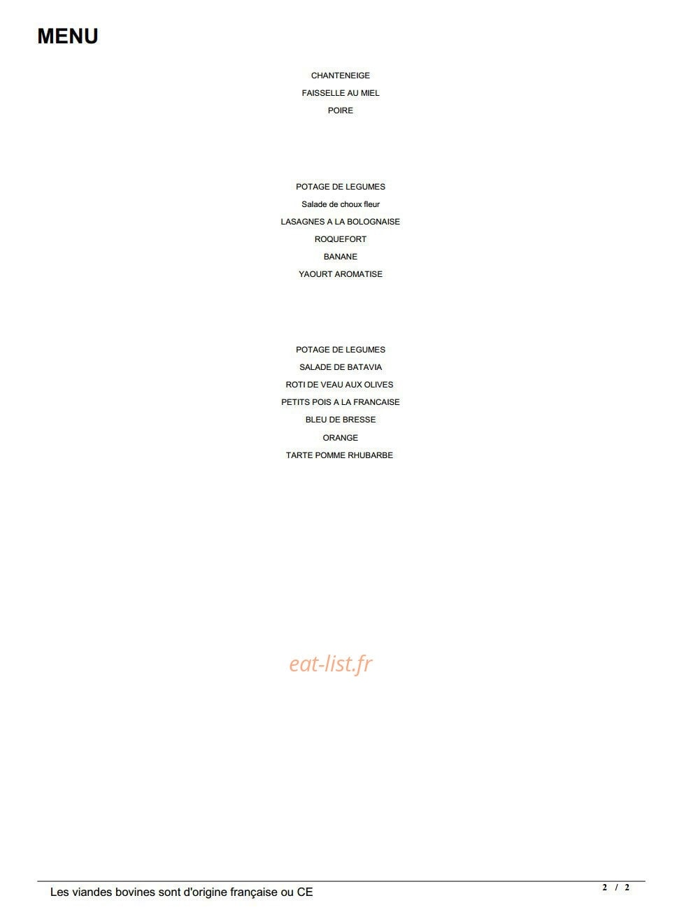 Cuisine Florian — carte page 2