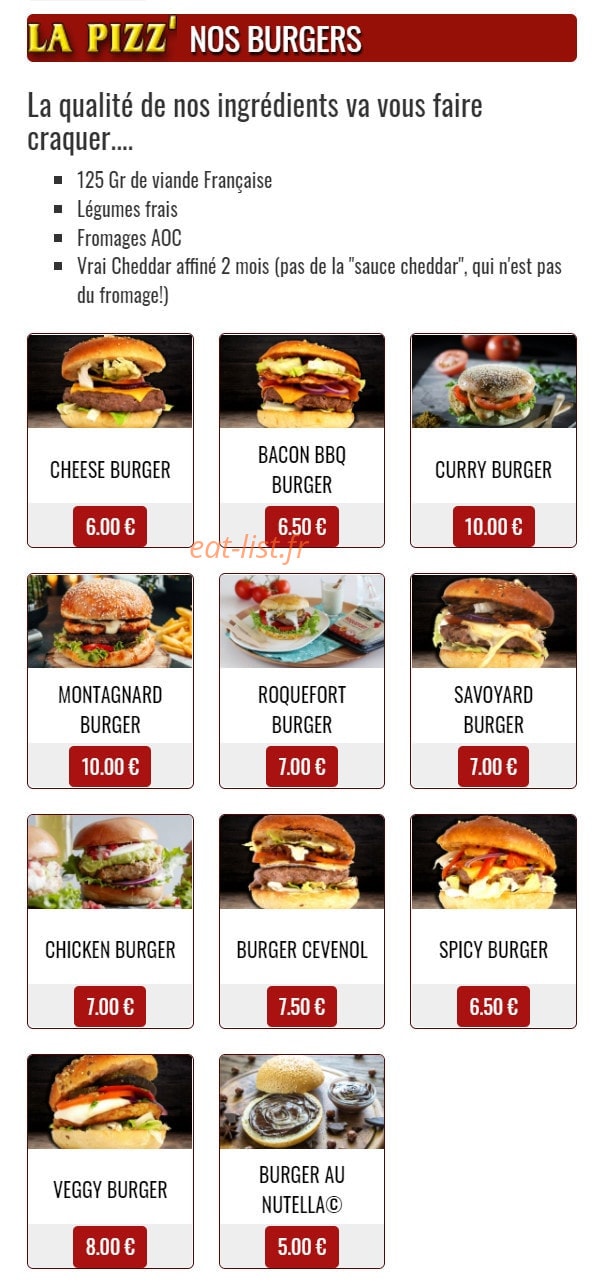 La pizz' — carte page 3