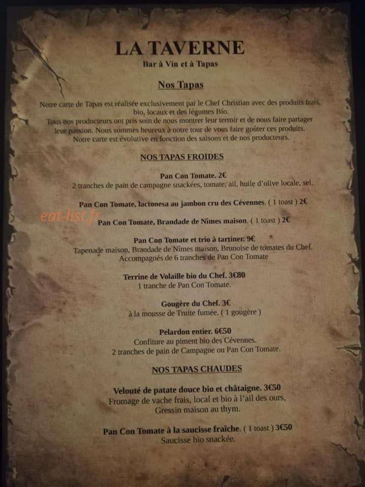 La Taverne — carte page 1