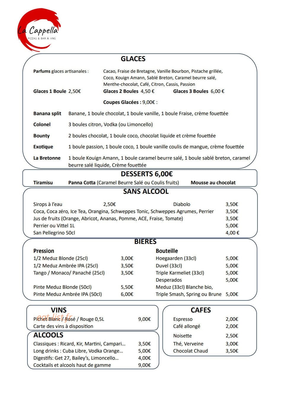 La Cappella — carte page 2