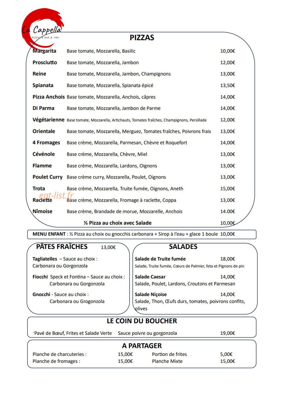 La Cappella — carte page 1