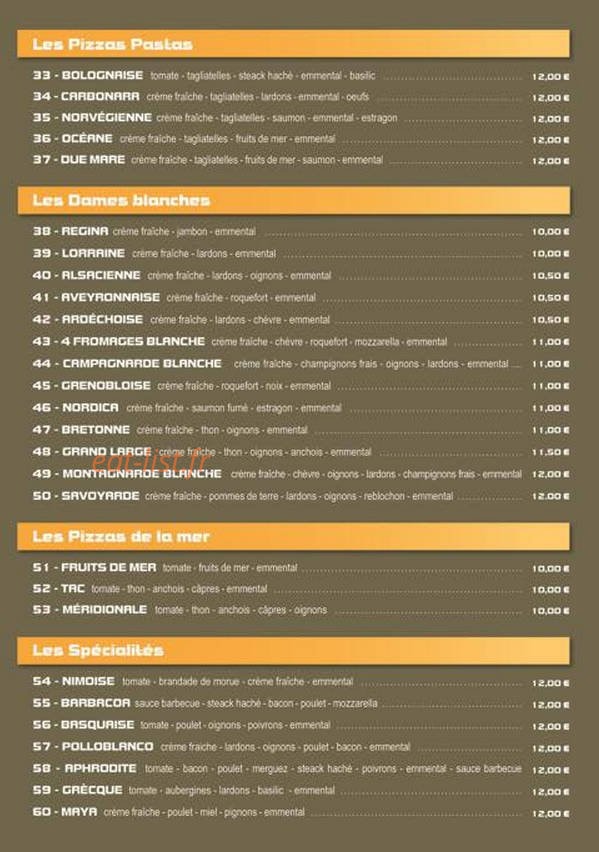 Planet' Pizza — carte page 3