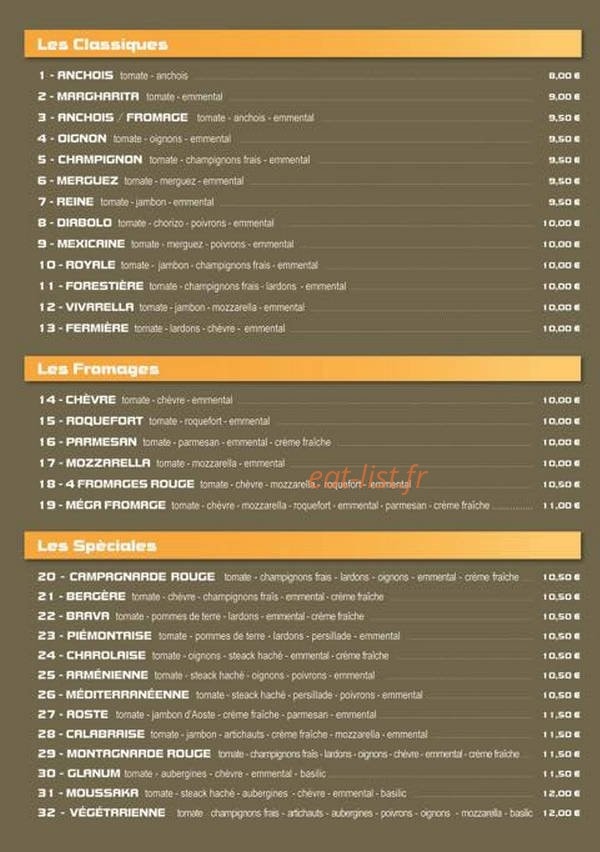 Planet' Pizza — carte page 2