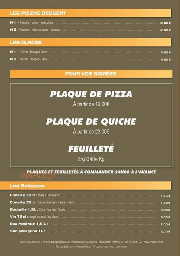 Planet' Pizza — carte page 4