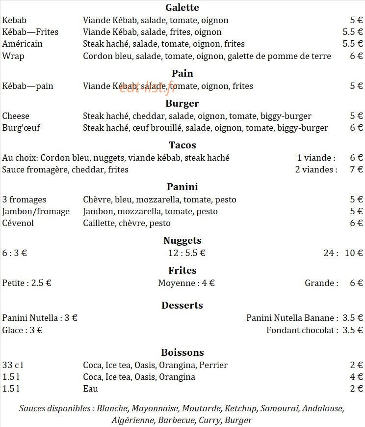 Kiné Burger — carte page 1