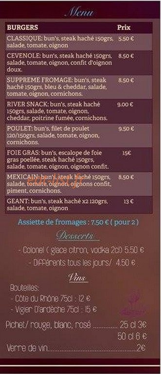 River Snack — carte page 4