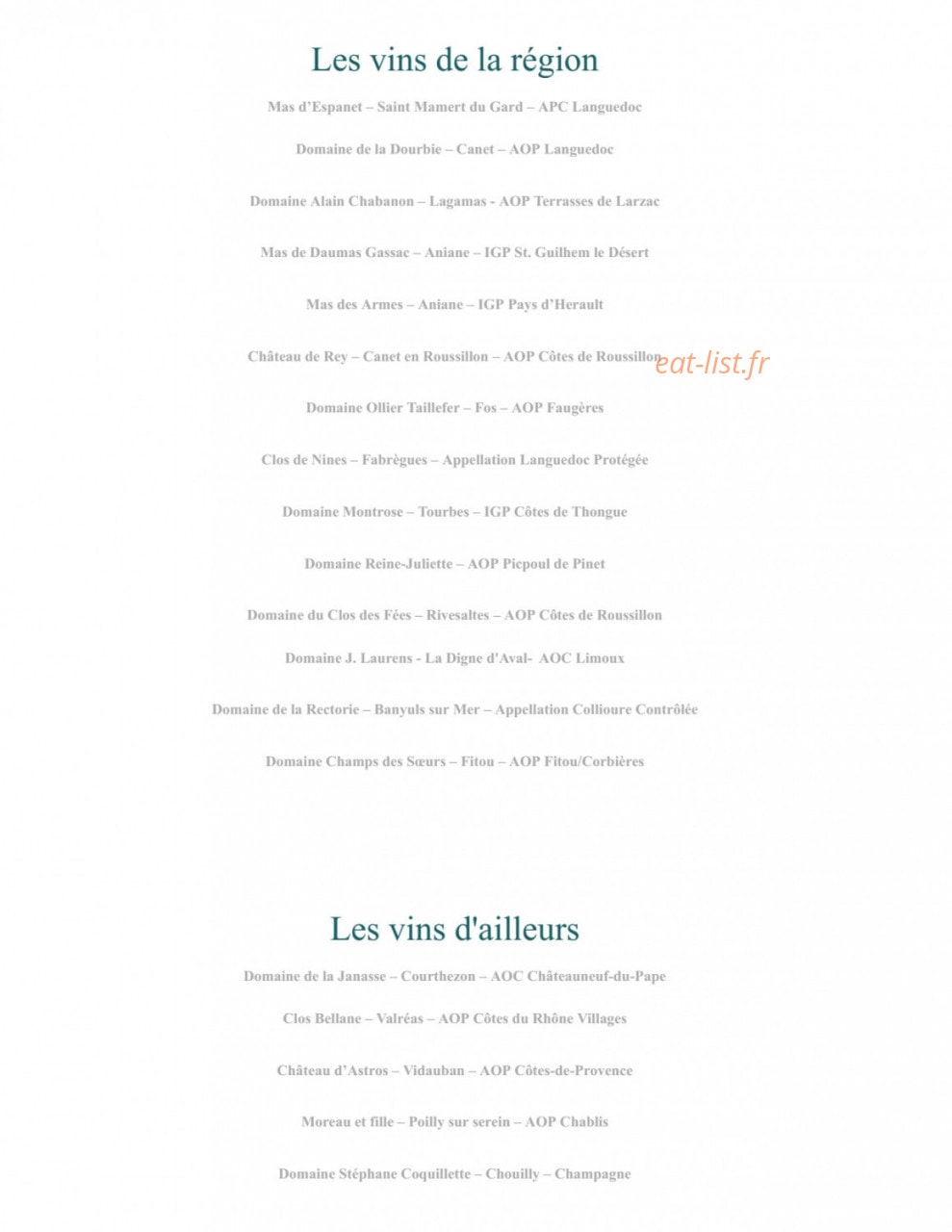 Auberge de Valestalière — carte page 3