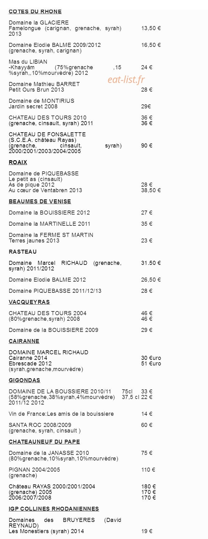 Auberge Cigaloise — carte page 7