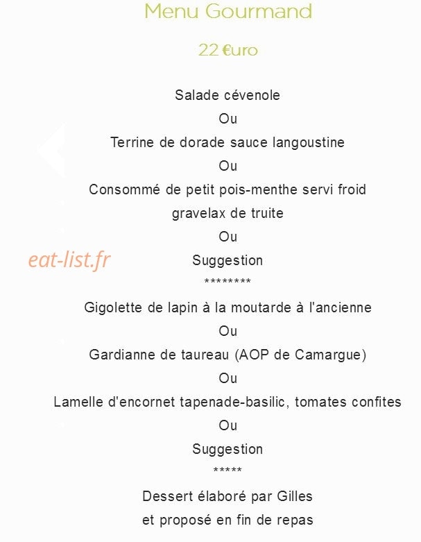 Auberge Cigaloise — carte page 1