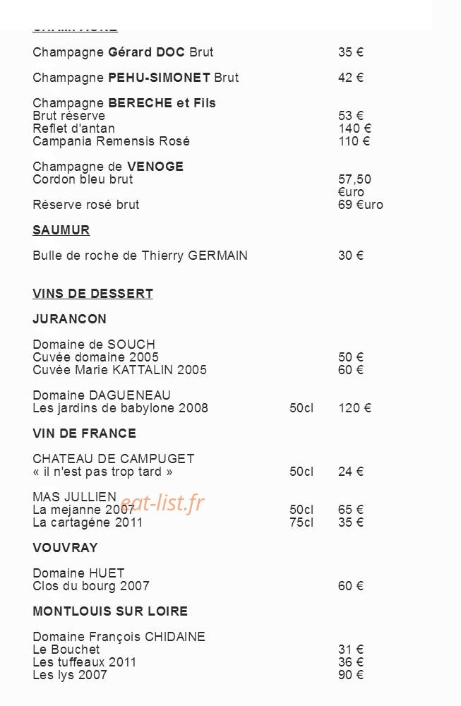 Auberge Cigaloise — carte page 15