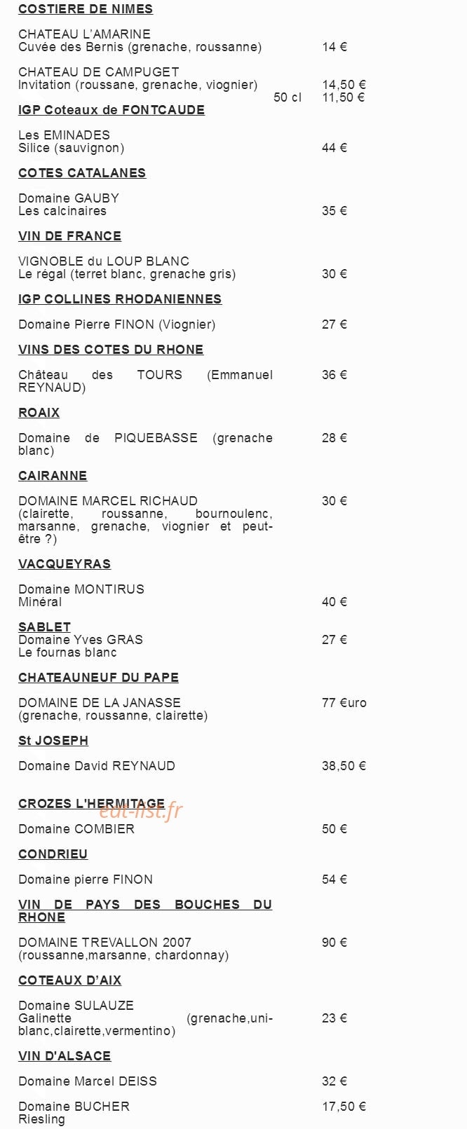 Auberge Cigaloise — carte page 12