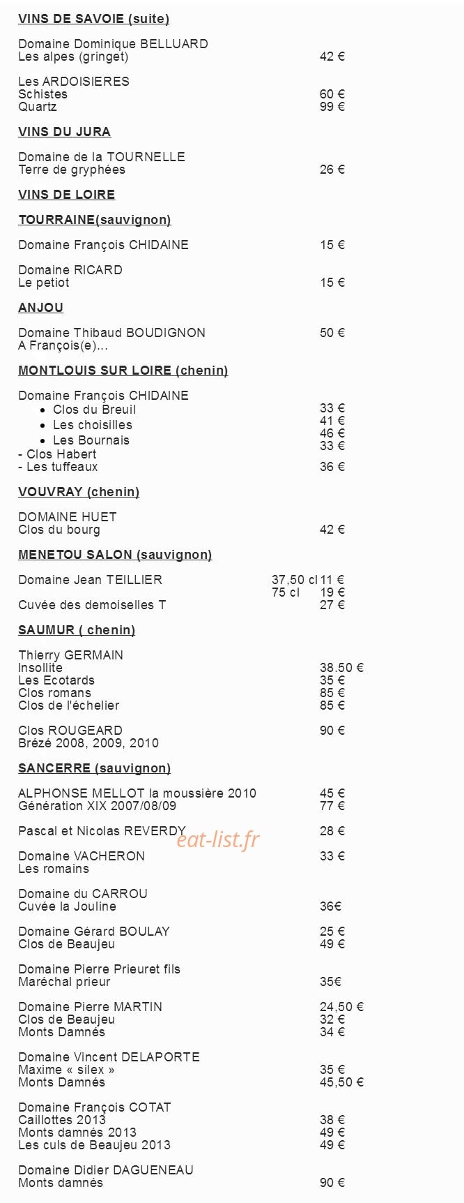 Auberge Cigaloise — carte page 13