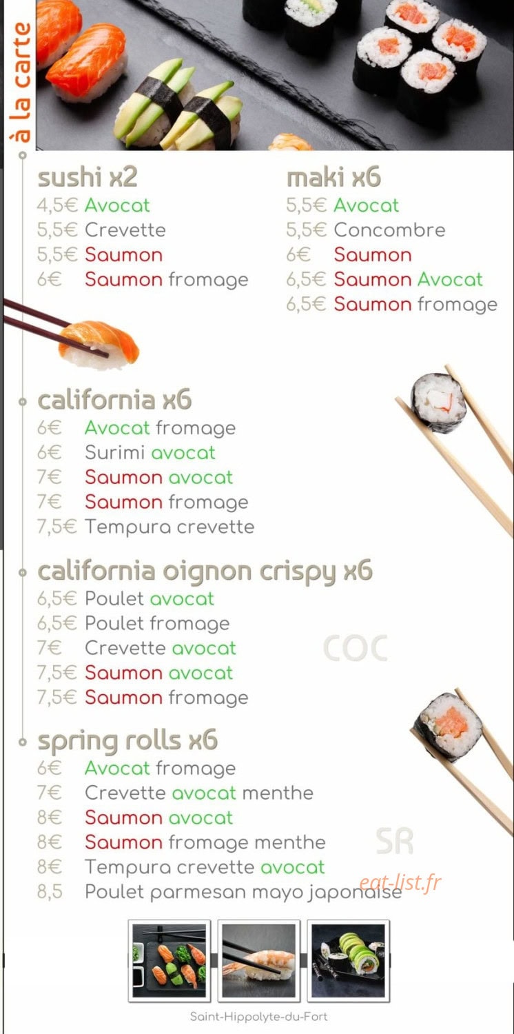 Hakeiju Sushi — carte page 2