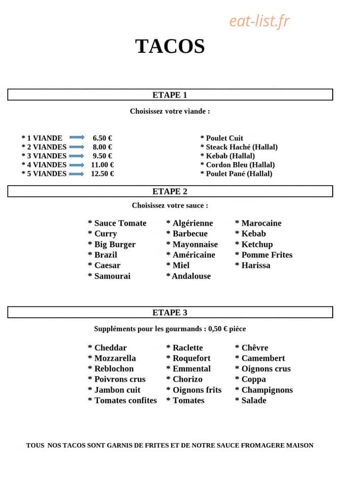 Le 10 Tacos — carte page 2