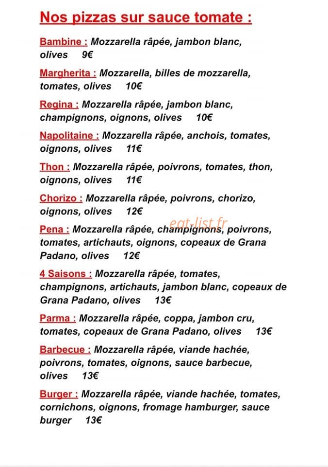 Loulou' Pizza — carte page 2