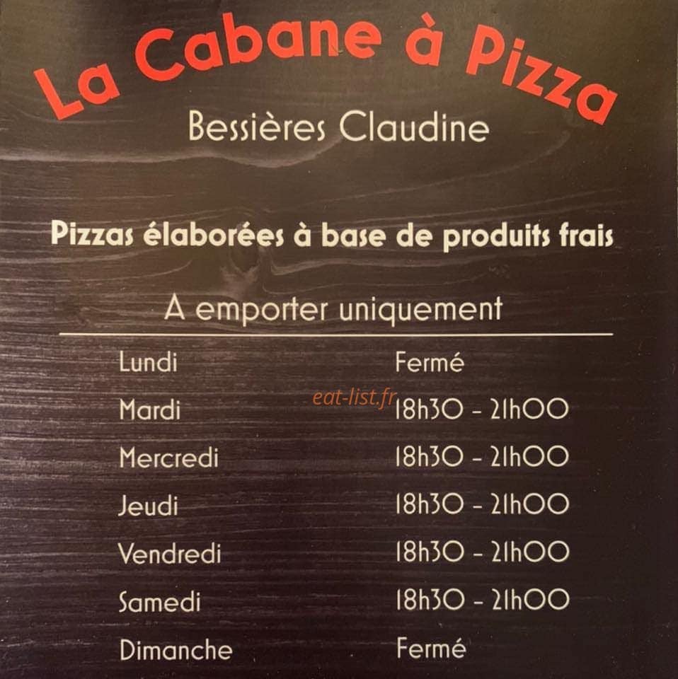 La cabane a pizza — carte page 1