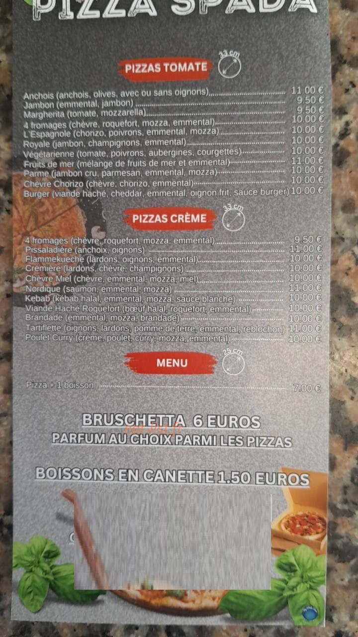 pizza spada — carte page 1