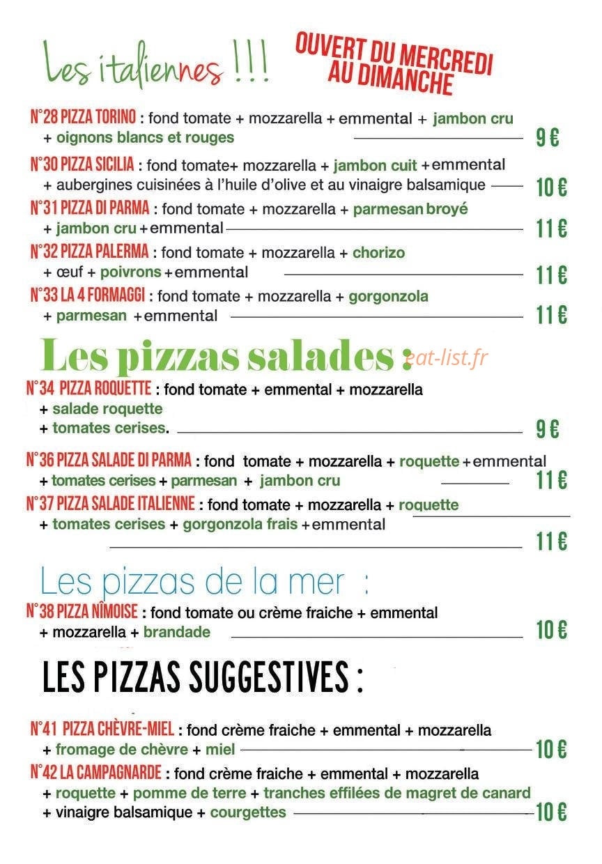 Les Pizzas du Marché — carte page 3