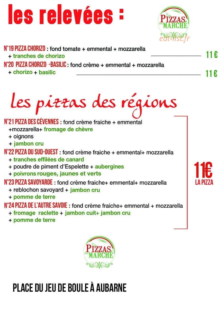Les Pizzas du Marché — carte page 2